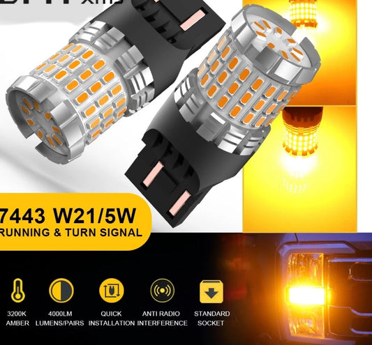 Amber 7443/7440 LED Front Turn Signal Light Bulb